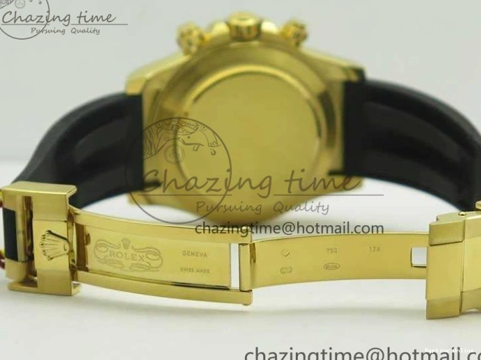 0522 Chic Daytona 116518LN YG JH Best Black Gold Dial On Rubber Strap A4130 (Free XS Rubber ) 3458
